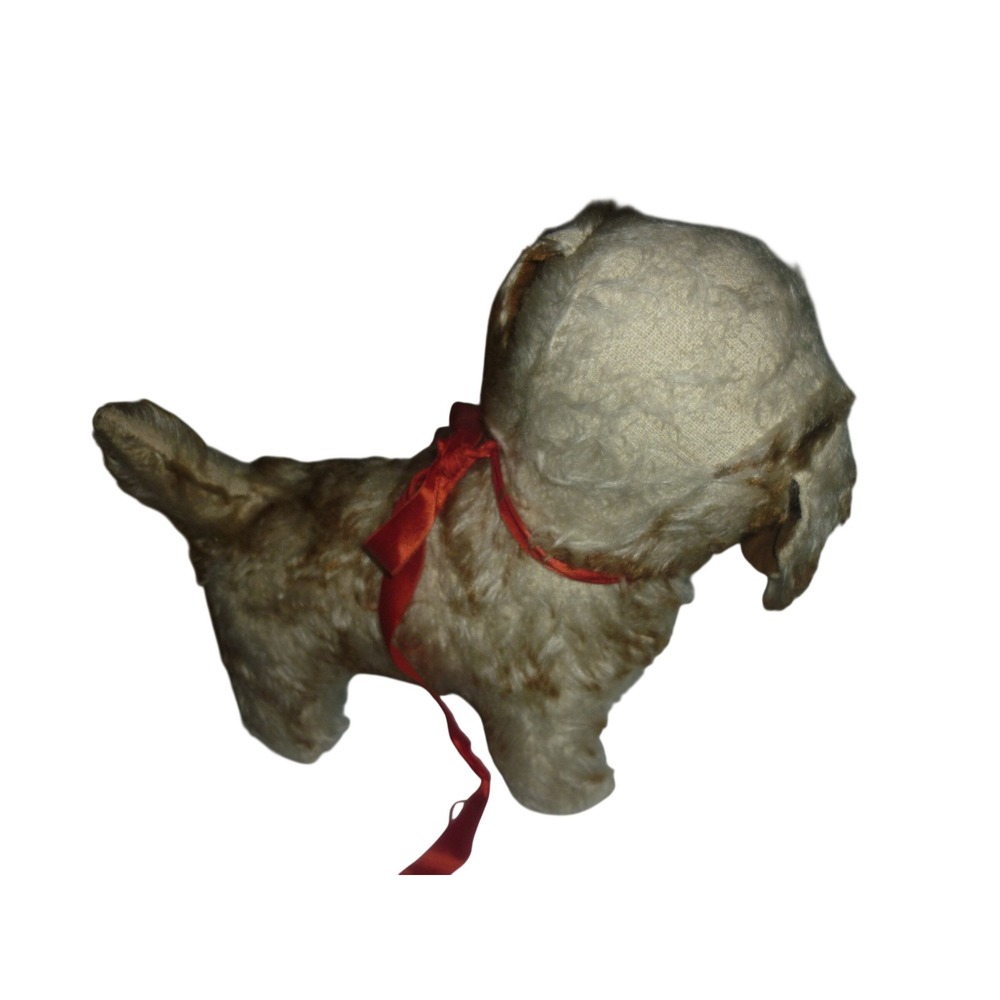 1940s Mohair Terrier Dog Plush Vintage Toy Straw Stuffed Jingle Bell Collar USA - Picture 4 of 9